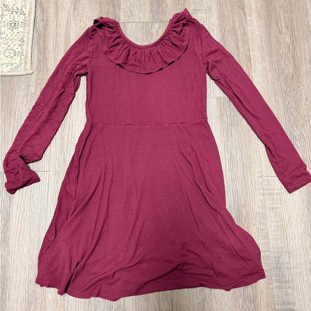 art class Maroon Long Sleeve Dress